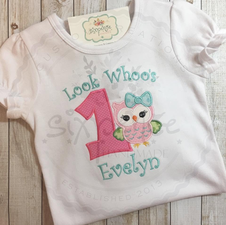 LOOK WHO'S ONE BIRTHDAY APPLIQUÉ SHIRT - PERSONALIZED CUSTOM DESIGN