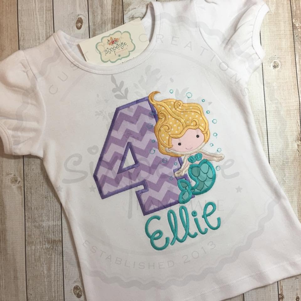 MERMAID BIRTHDAY APPLIQUÉ SHIRT - PERSONALIZED CUSTOM DESIGN