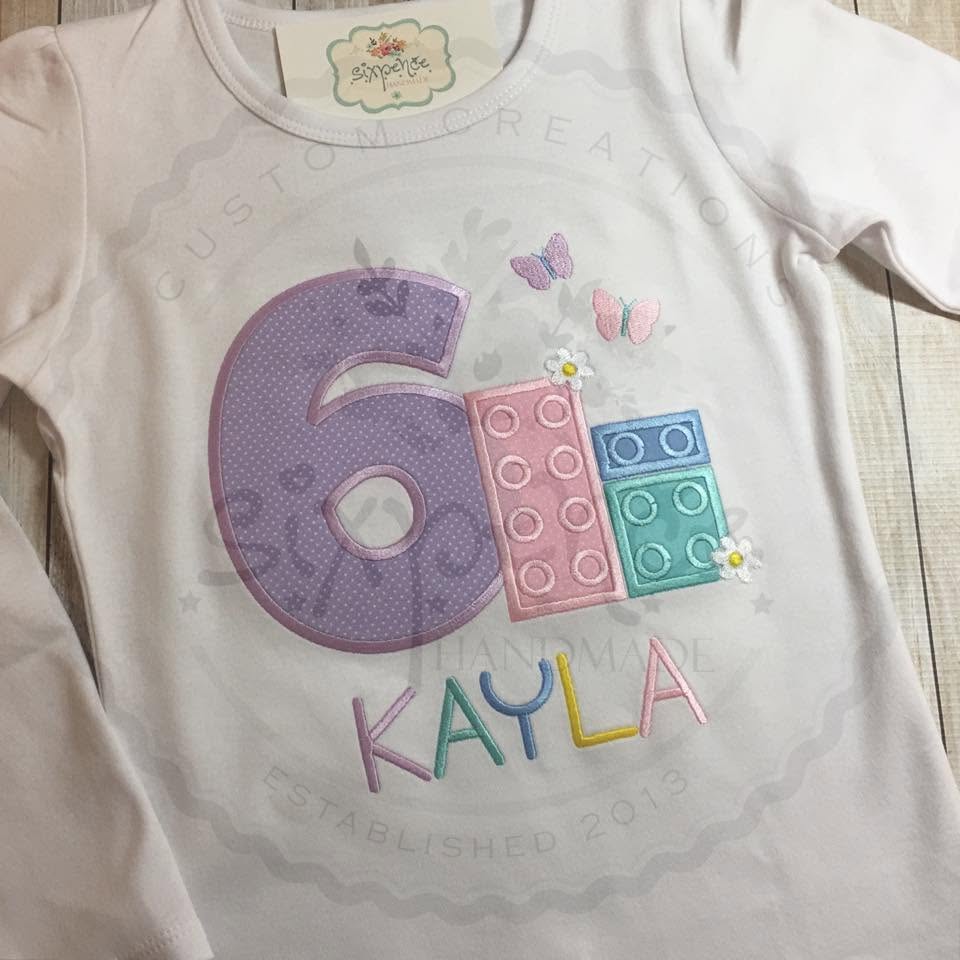 BUILDING BLOCKS BIRTHDAY APPLIQUÉ SHIRT - PERSONALIZED CUSTOM DESIGN