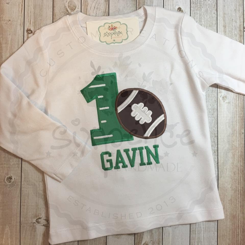 FOOTBALL BIRTHDAY APPLIQUÉ SHIRT - PERSONALIZED CUSTOM DESIGN