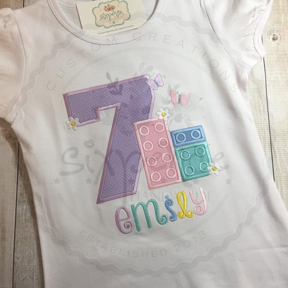 BUILDING BLOCKS BIRTHDAY APPLIQUÉ SHIRT - PERSONALIZED CUSTOM DESIGN
