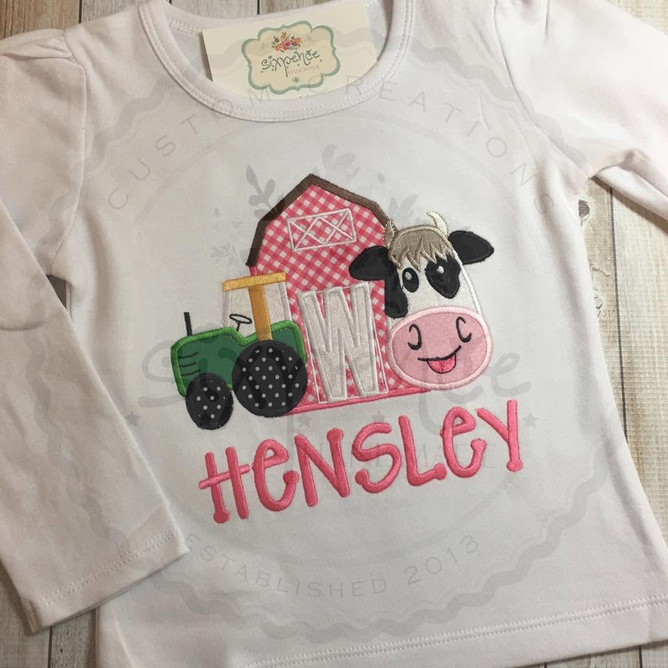 FARM SECOND BIRTHDAY APPLIQUÉ SHIRT - PERSONALIZED CUSTOM DESIGN