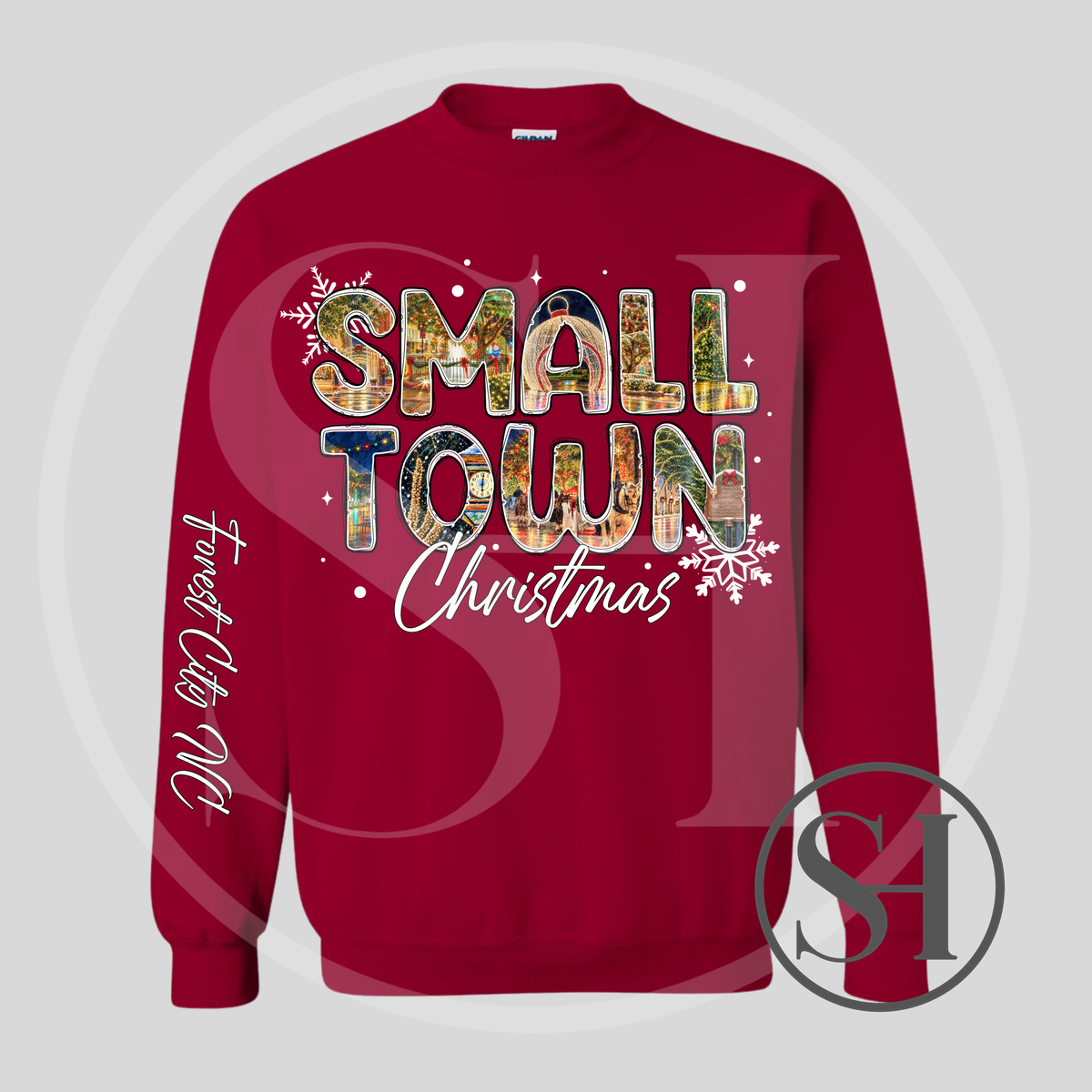 SMALL TOWN CHRISTMAS FOREST CITY, NC - CUSTOM PRINT SHIRT OF YOUR CHOICE