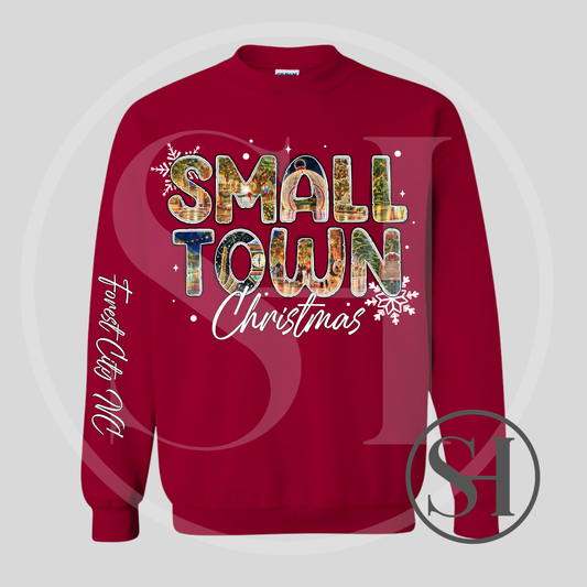 SMALL TOWN CHRISTMAS FOREST CITY, NC - CUSTOM PRINT SHIRT OF YOUR CHOICE