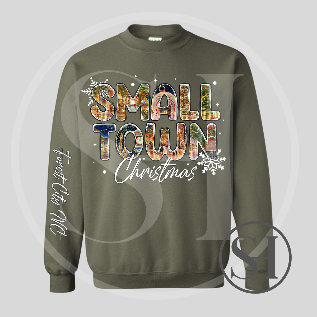 SMALL TOWN CHRISTMAS FOREST CITY, NC - CUSTOM PRINT SHIRT OF YOUR CHOICE